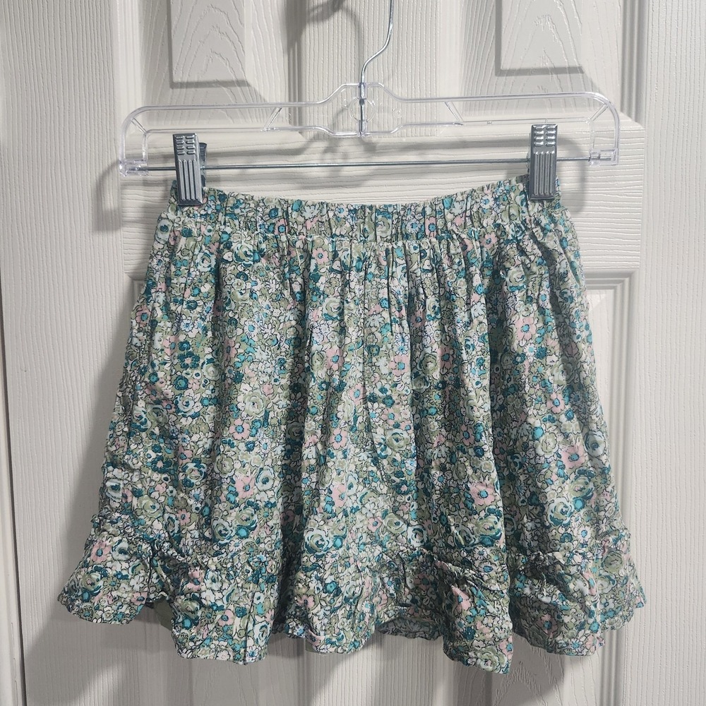 Sonoma Girls Skort Size 8 Floral Ruffle Skirt Shorts Green Pink‎ Cottagecore